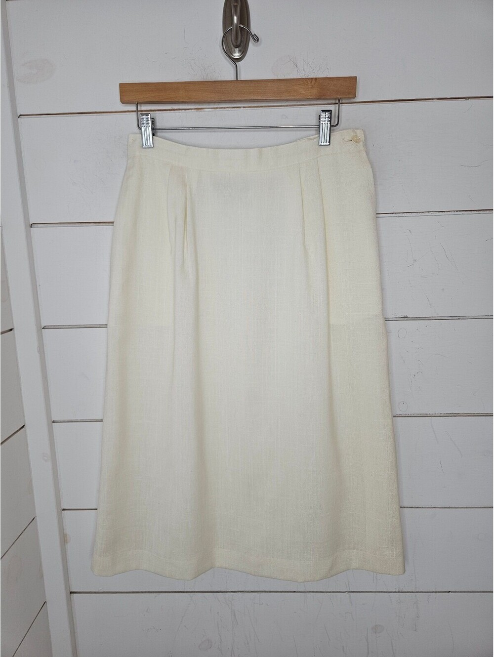 Vintage 80s Ms. Chaus size 14 cream midi skirt